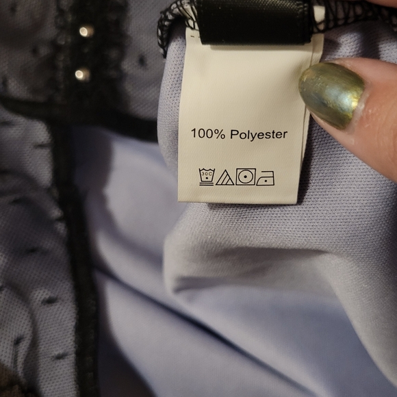 Purple Sheer Lace Goth Grunge Crop Top - Picture 4 of 4